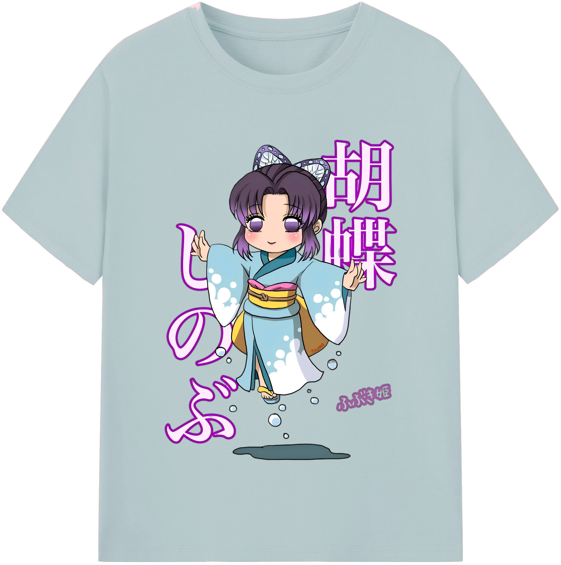 （画像用） 鬼滅の刃（きめつのやいば）蟲柱-胡蝶 しのぶ／こちょう しのぶ Kochou Shinobu 綿100％半袖Tシャツ（フロントプリント）